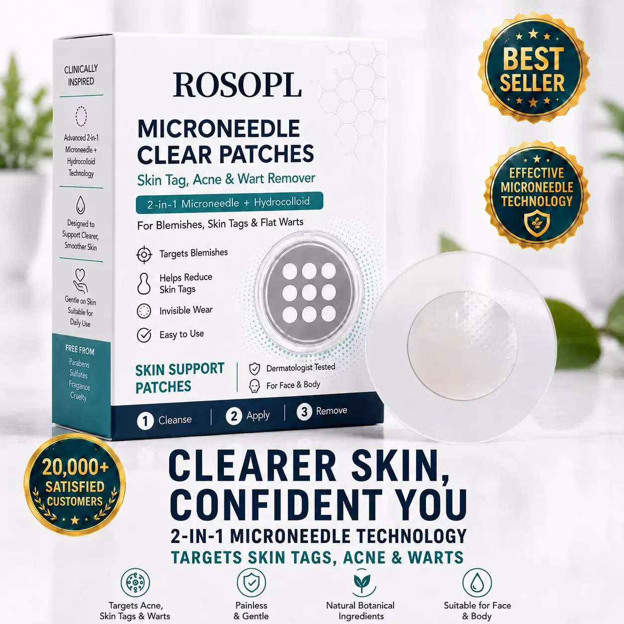ROSOPL® 2-in-1 Microneedle & Hydrocolloid Patch